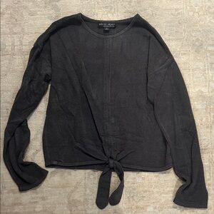 Barefoot Dreams Charcoal Tie-Front Sweatshirt